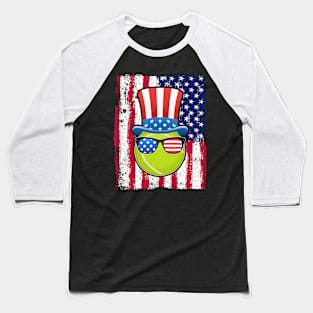 Tennis Ball American Flag 4th of July Funny Gift Baseball T-Shirt